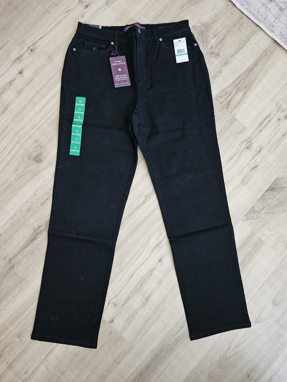 NWT Gloria Vanderbilt Amanda Tapered Leg Jeans Womens Wize 12 In Black